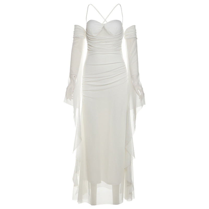 Women's Color Slim Fit High Waist Fashion Spaghetti Dresses