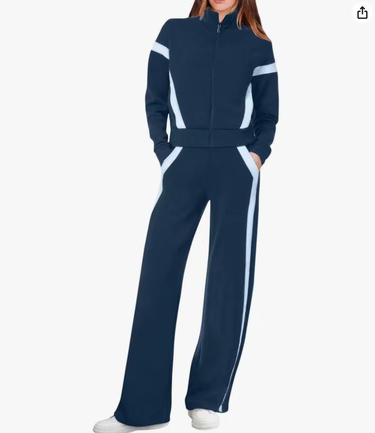 Women's Color Zipper Line Trousers Leisure Sports Fashion Casual Suit