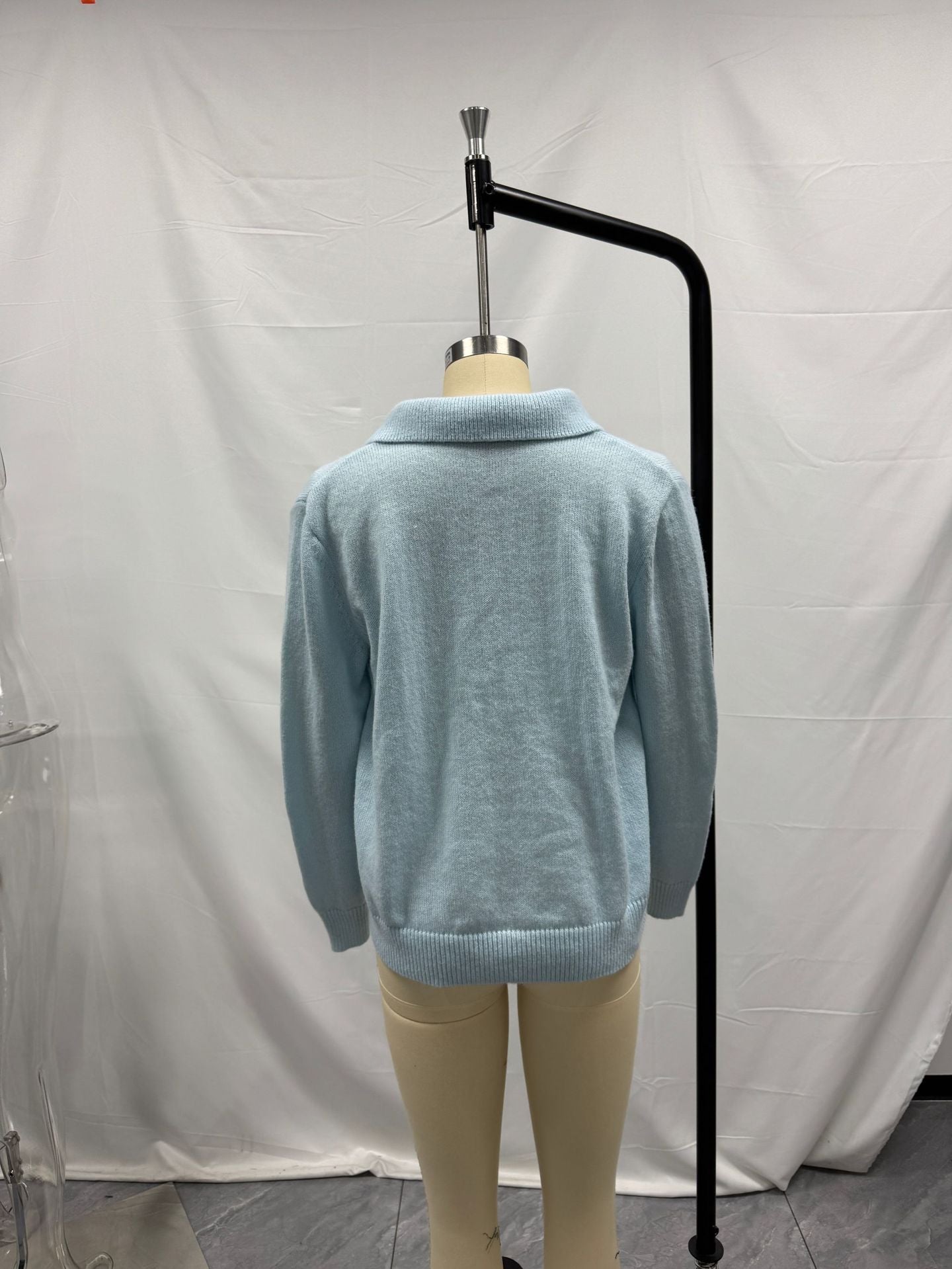 Women's Lapel Half Button Loose Casual Sweaters