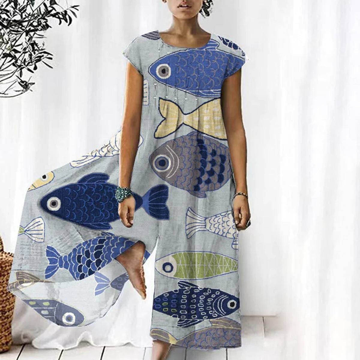 Women's Glamorous Charming Printed Loose Wear Jumpsuits