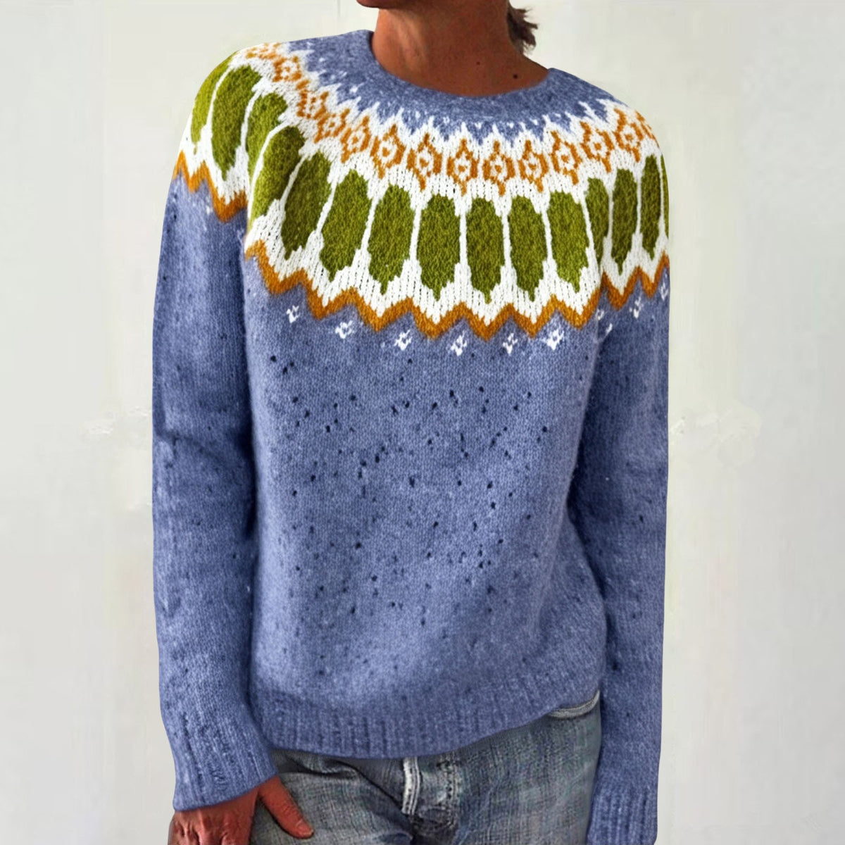 Women's Round Neck Multicolor Loose Fashion Pullover Sweater