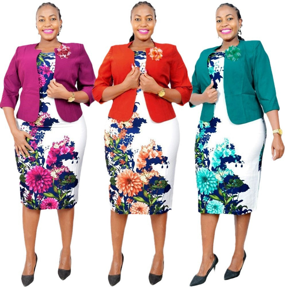 Women's African Two-piece Mom Printed Dress Dresses