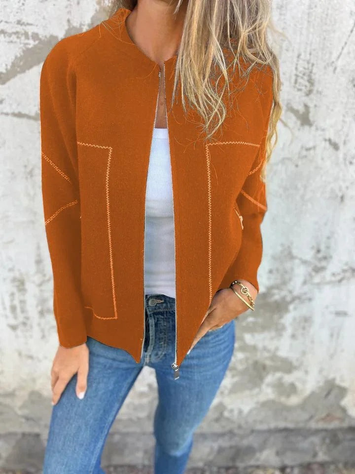 Durable Graceful Fashion Zipper Solid Color Jackets
