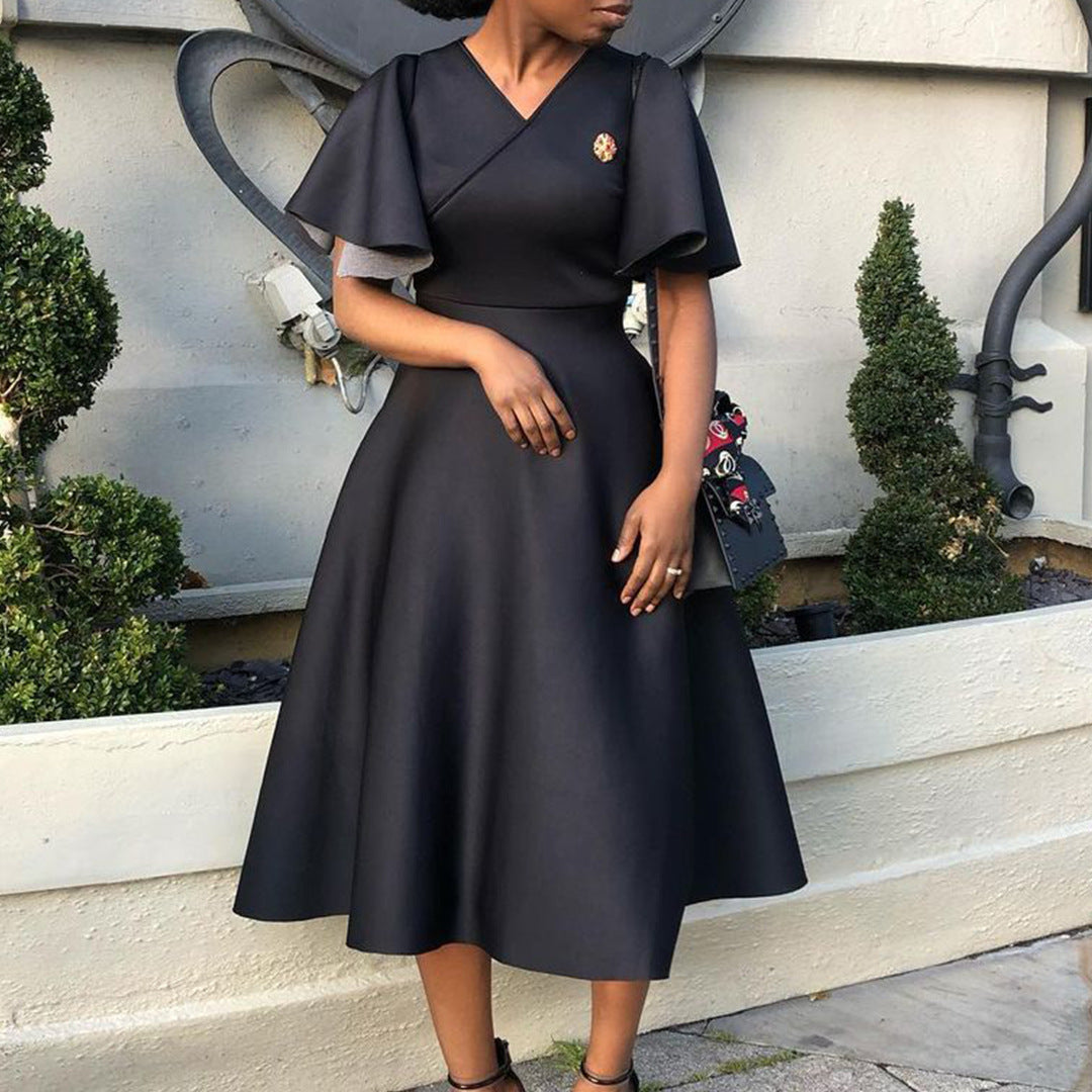 Women's Clothes Flared Sleeves Fashionable Elegant Large Dress