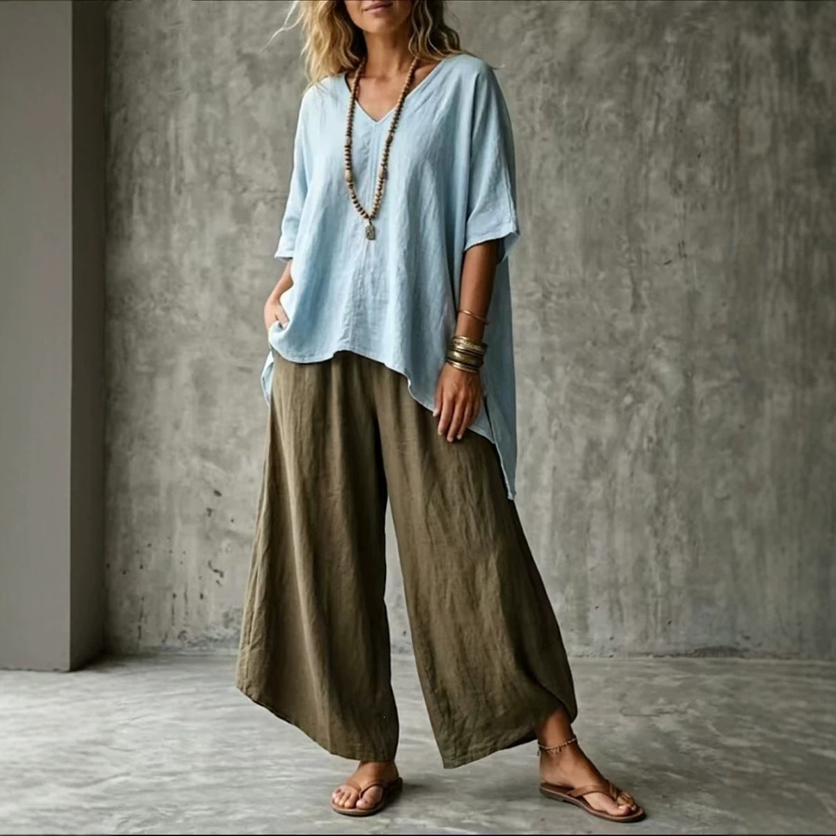 Elegant Stylish Summer Art Loose T-shirt Fashion Casual Suit