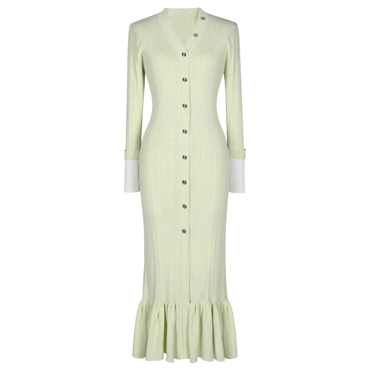 Home Single Breasted Fishtail Slimming Long Sleeve Skirts