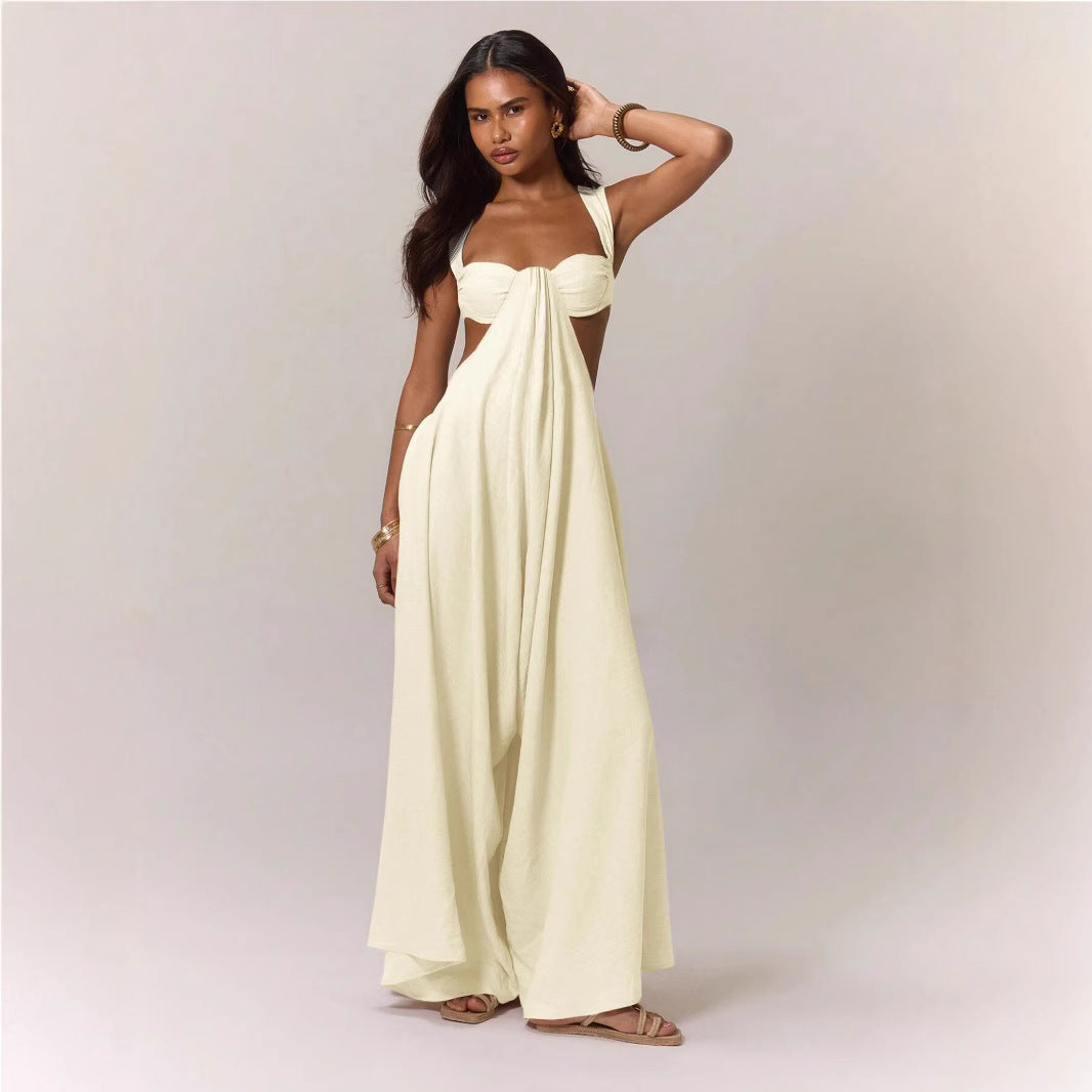 Slouchy Casual Style Tied Trendy Sling Jumpsuits