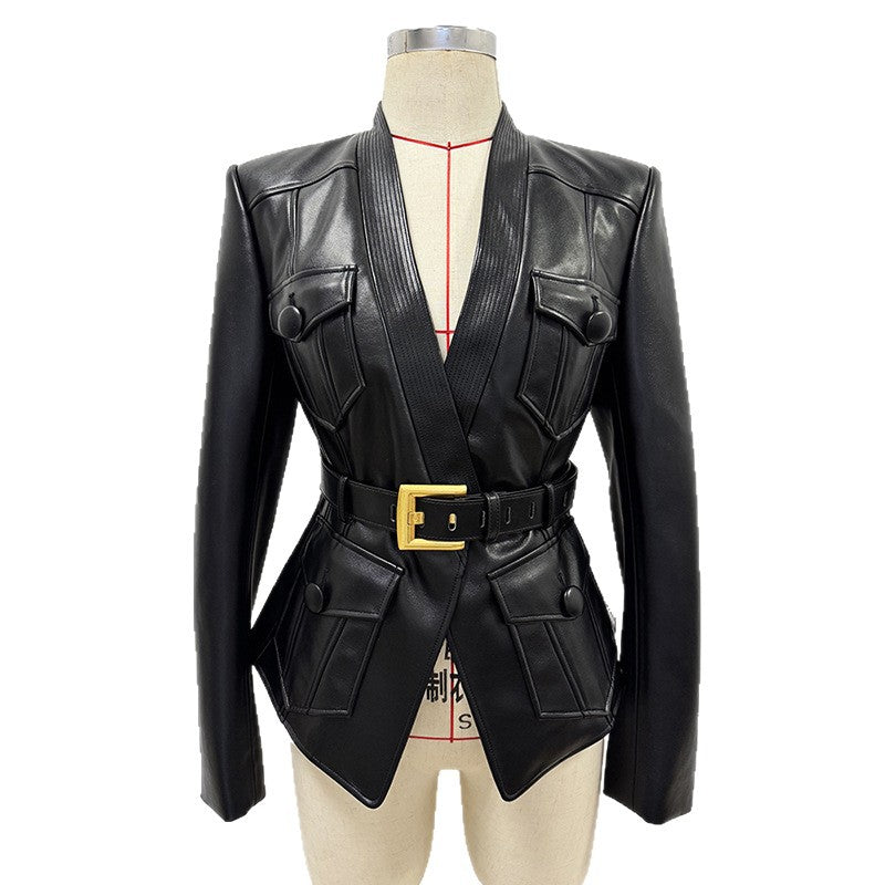 Early Autumn Fashion Series Belt Slim Jackets
