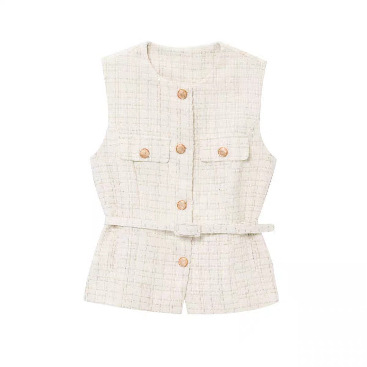 Women's Attractive French Fashion Belt Texture Vests