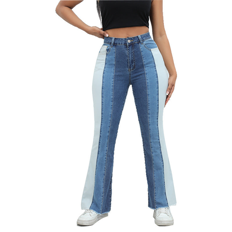 Women's Stretch Fashion Washed Contrast Color Jeans