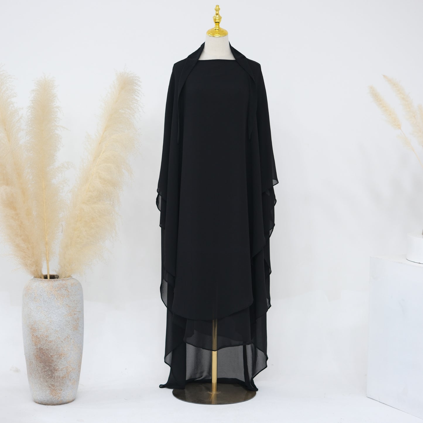 Solid Color Front Rear Chiffon Large Swing Dresses