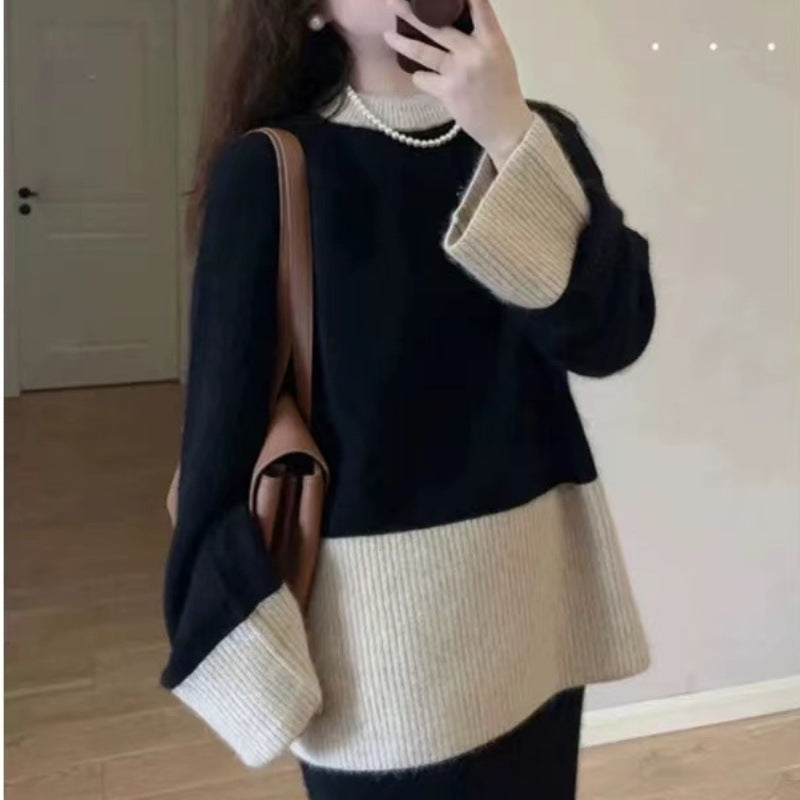 Women's Matching Crew Neck Pullover Large Simple Sweaters