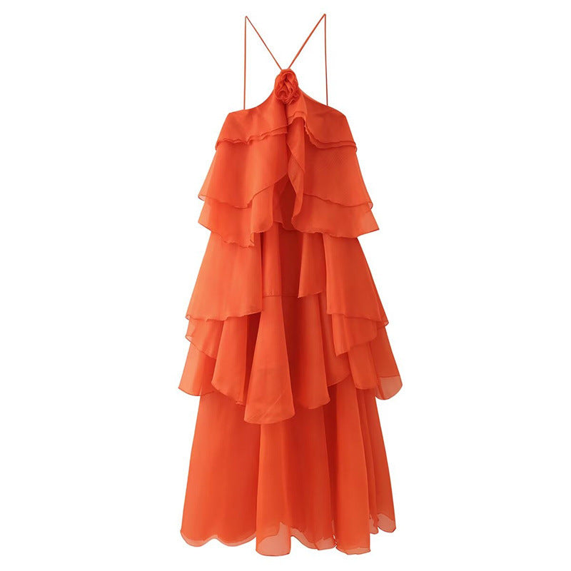 Women's Fashion Sexy Hot Three-dimensional Flower Laminated Dresses