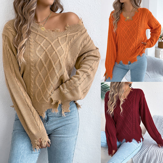 Women's Fashion Cut-out Twist Long Sleeve Sweaters