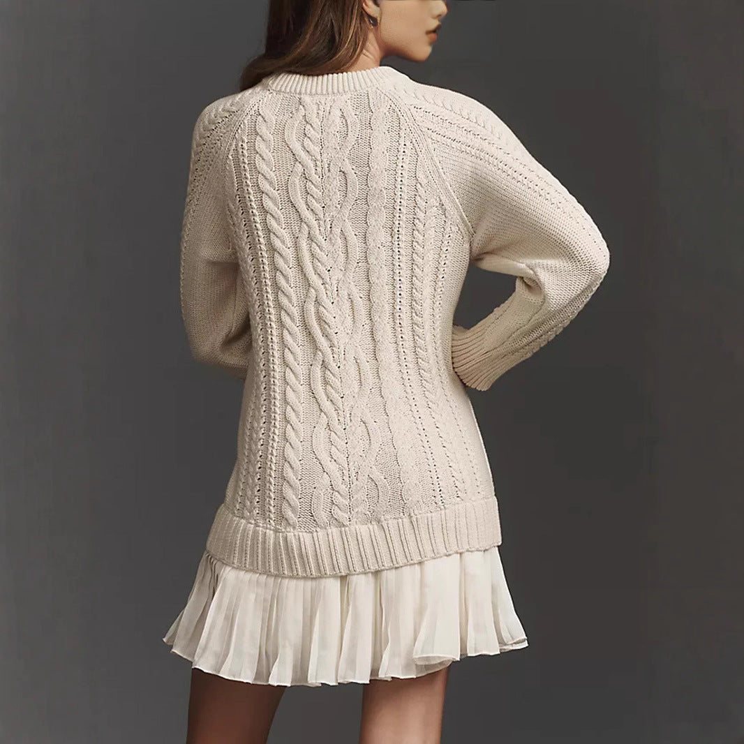Women's Woolen Solid Color Stitching Casual Sweaters