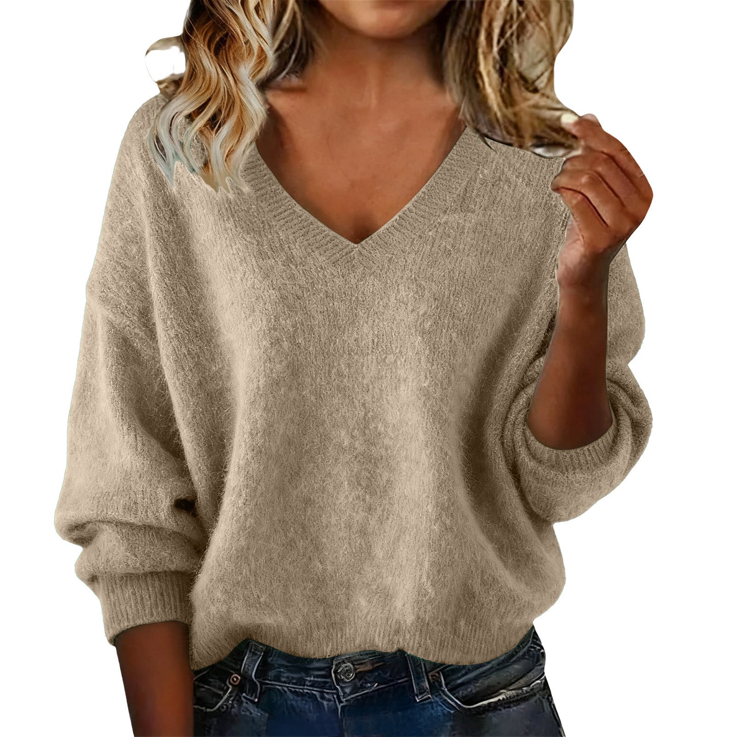 Women's Fashion Soft Loose Solid Color Casual Long Sweater
