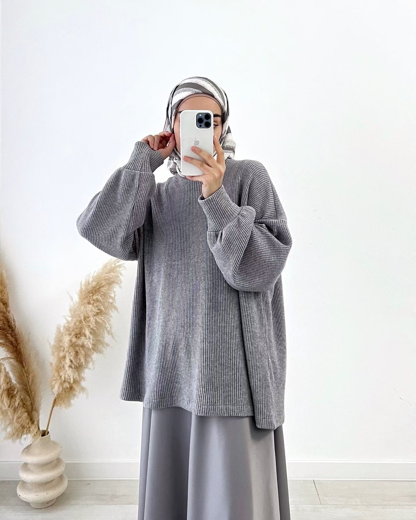 Women's Pullover Knitted Large Swing Mid-length Dress Set Suits