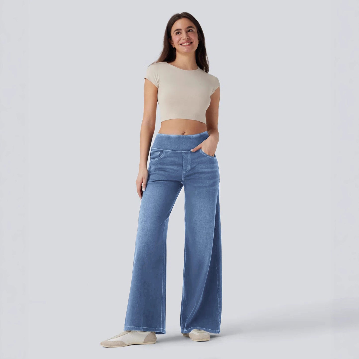 Women's Loose Zip Wide Leg Slim Fit Jeans