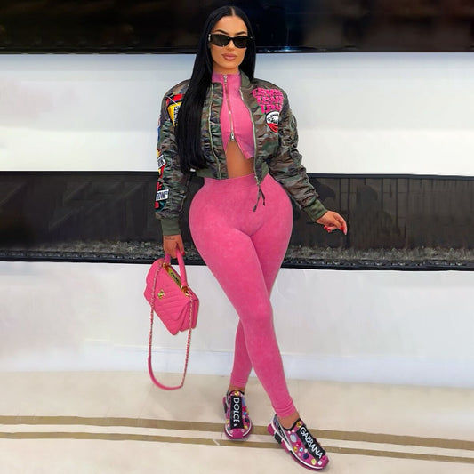 Glamorous New Camouflage Print Casual Bomber Jackets