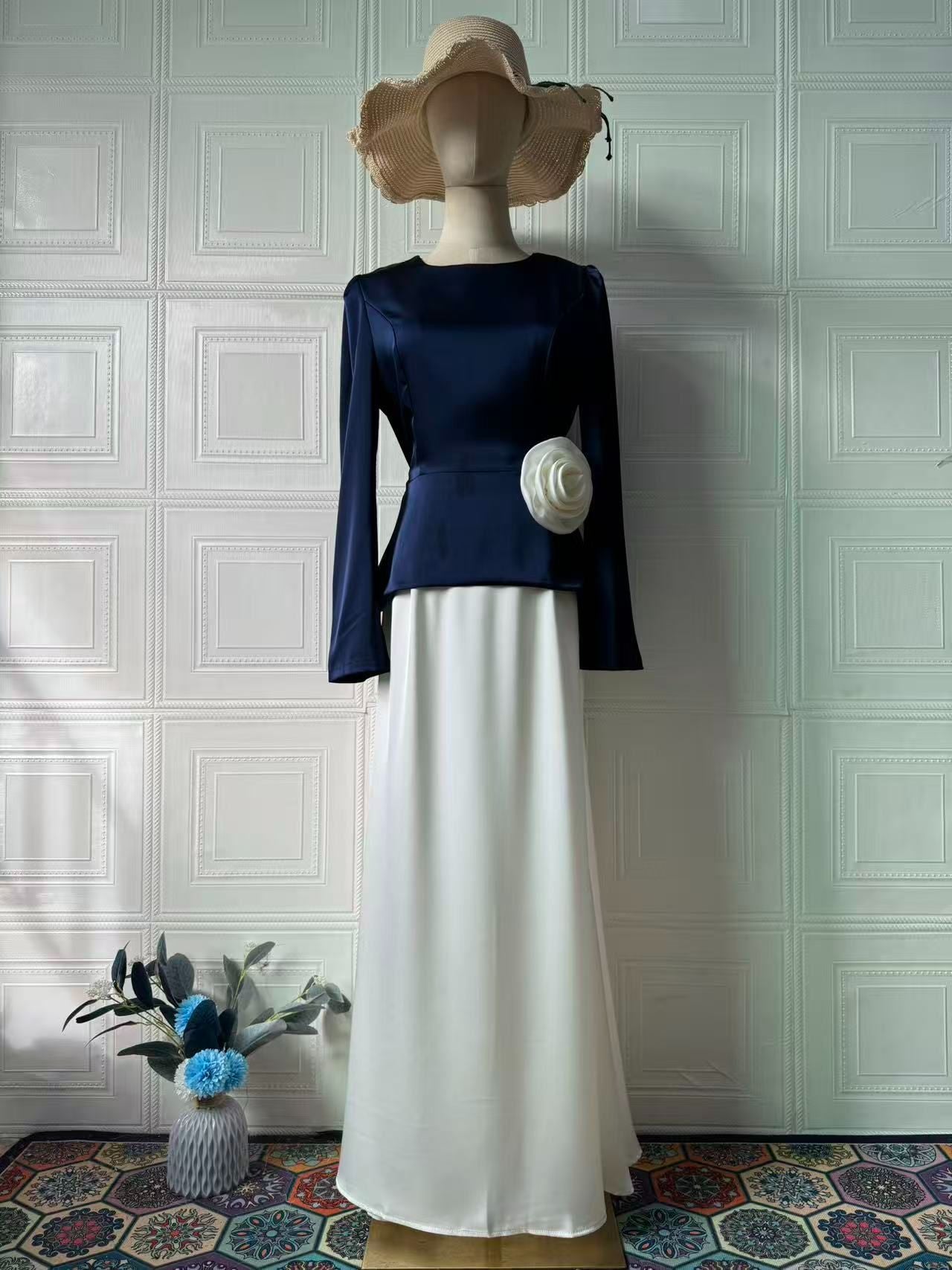 Women's Summer Simple Fashion Elegant Long Sleeve Silky Dress Dresses