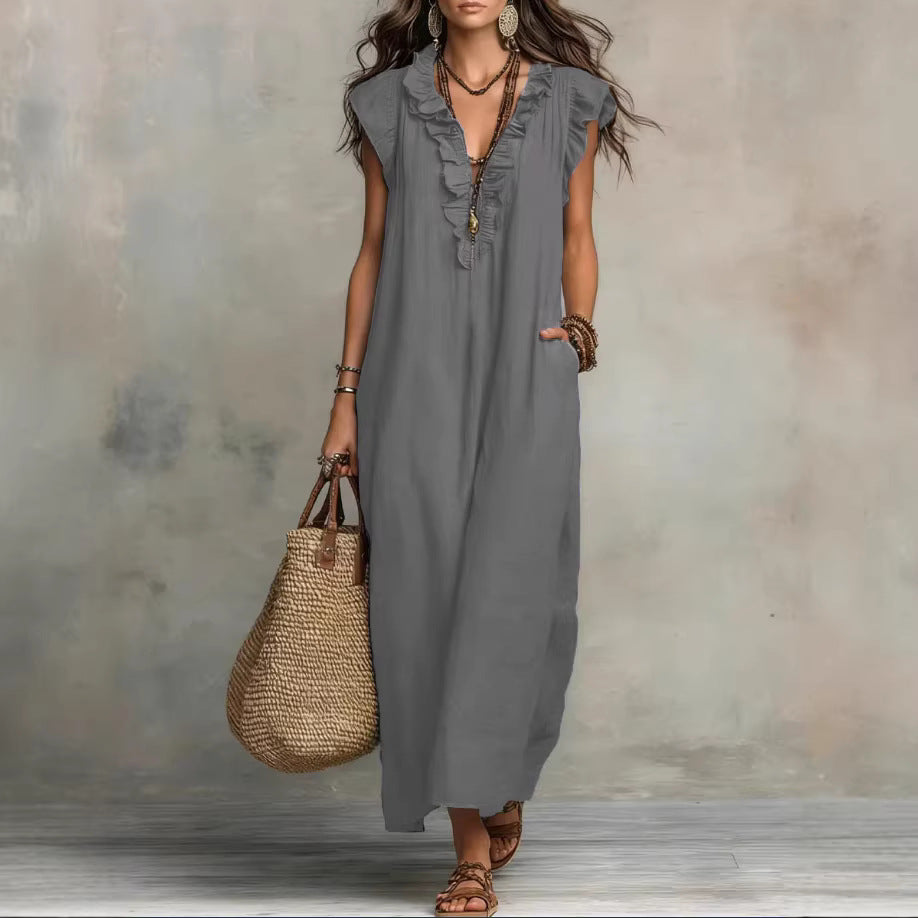 Versatile Women's Bohemian Flying Sleeves Long Dress