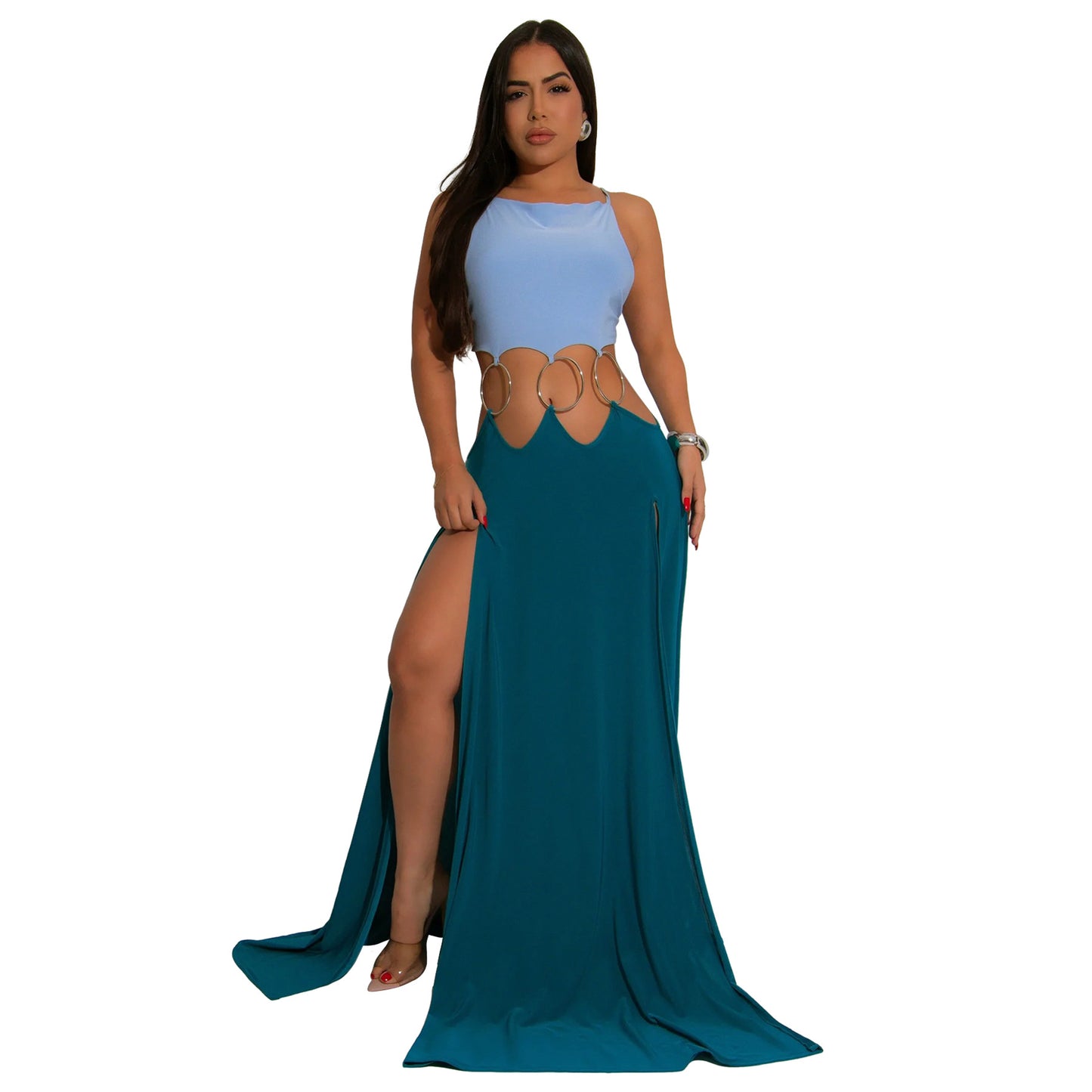 Women's European Solid Color Sexy Backless High Dresses