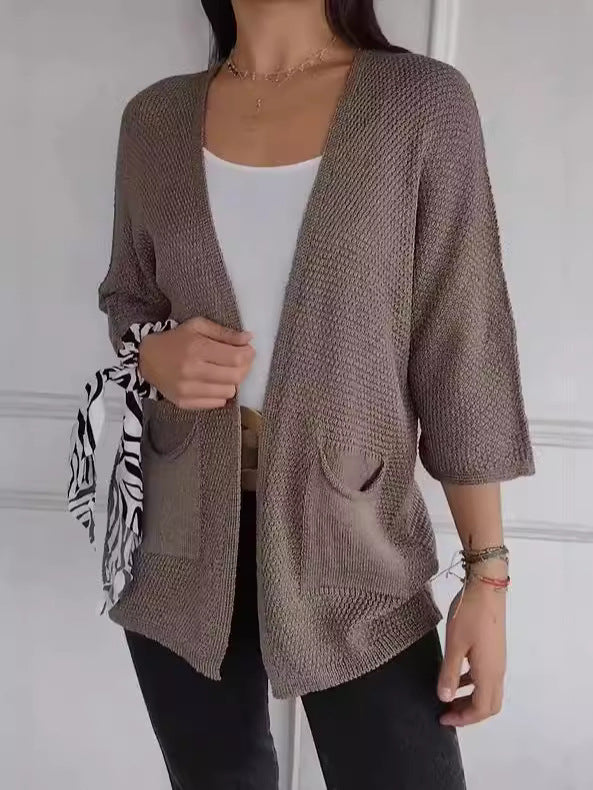 Charming Women's Waffle Sleeve Urban Casual Women's Sweater