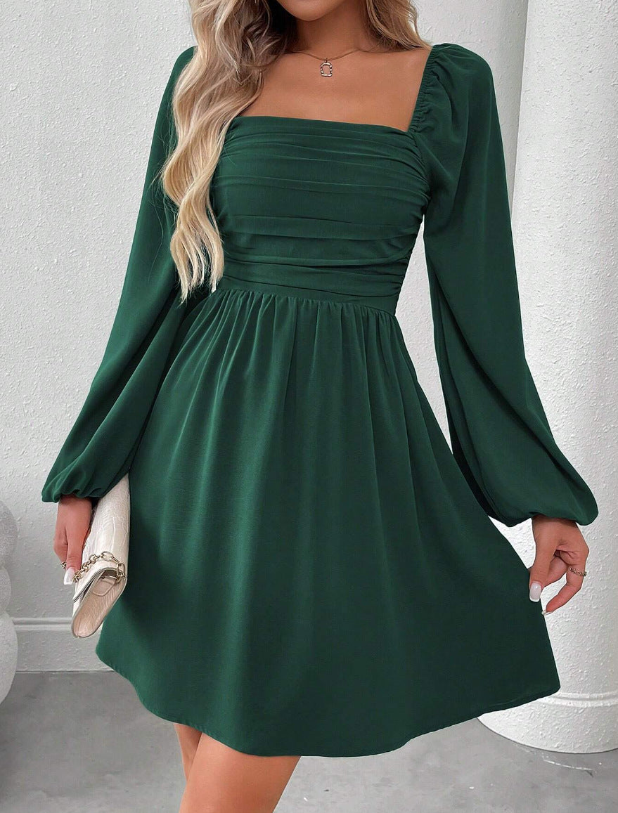 Women's Long Sleeve Pleated Simple Casual Autumn Skirts