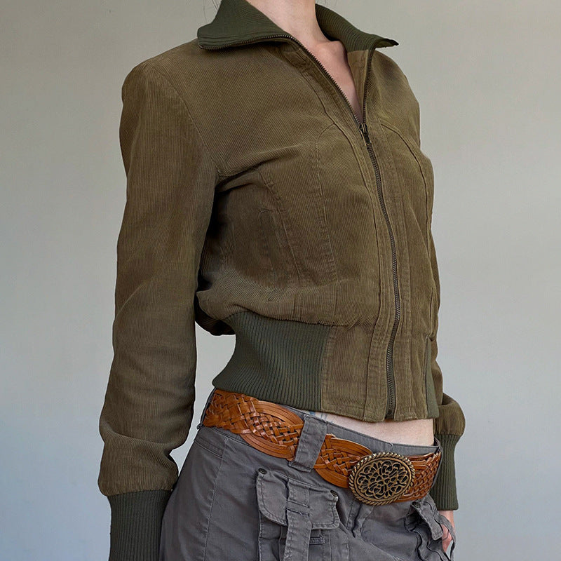 Women's Retro Solid Color Pocket Street Cool Jackets