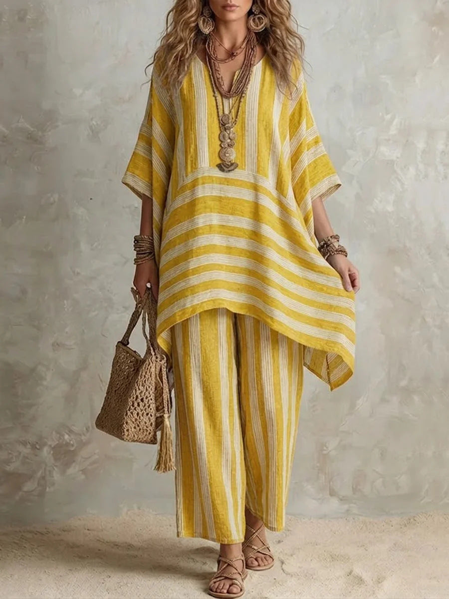 Women's Fashionable Stylish Loose Striped Two-piece Fashion Casual Suit