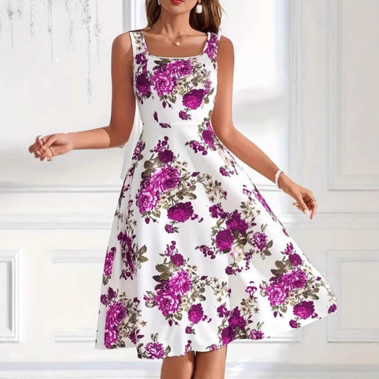 Summer Suspender Dress Fashionable Flower Print Dresses