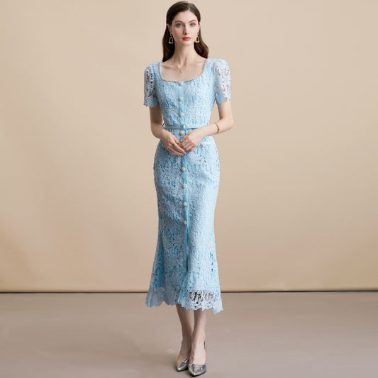 Entry Lux Elegant Design Chic Fishtail Dress Sleeve Shorts