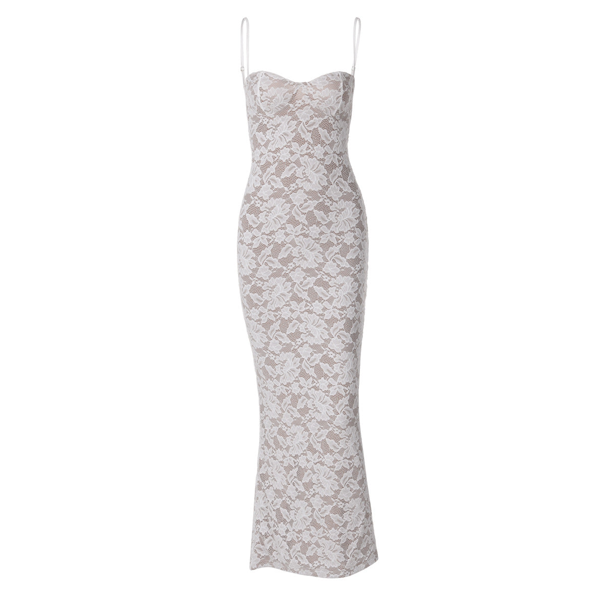Women's Autumn Sexy Lace Stitching Backless Long Dresses