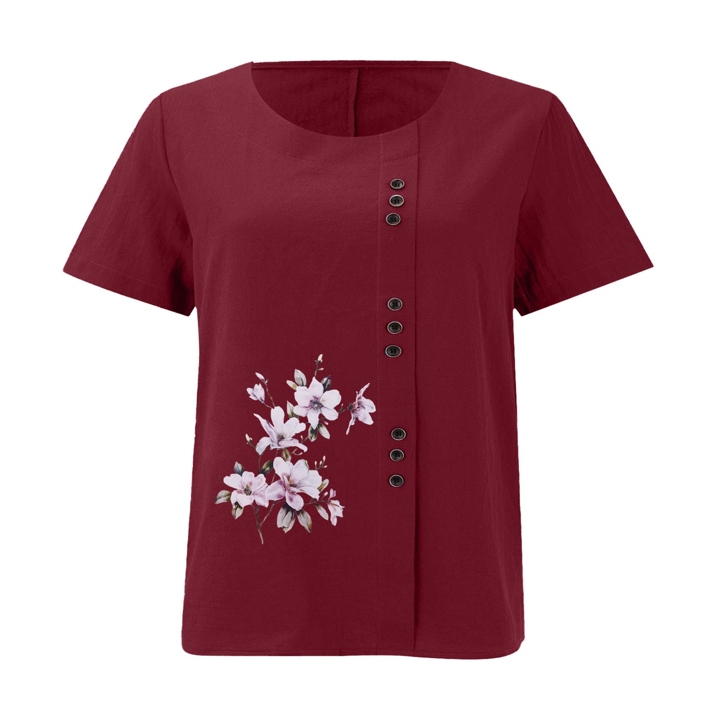 Women's Cotton Linen Retro Casual Loose Short-sleeved Blouses
