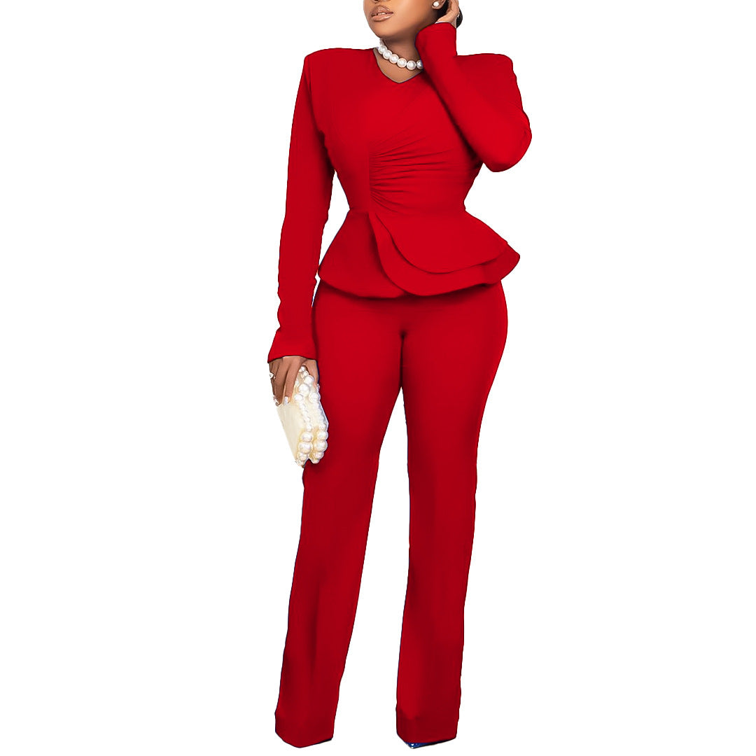 Pretty Charming Innovative Unique Ruffles Two-piece Fashion Casual Suit