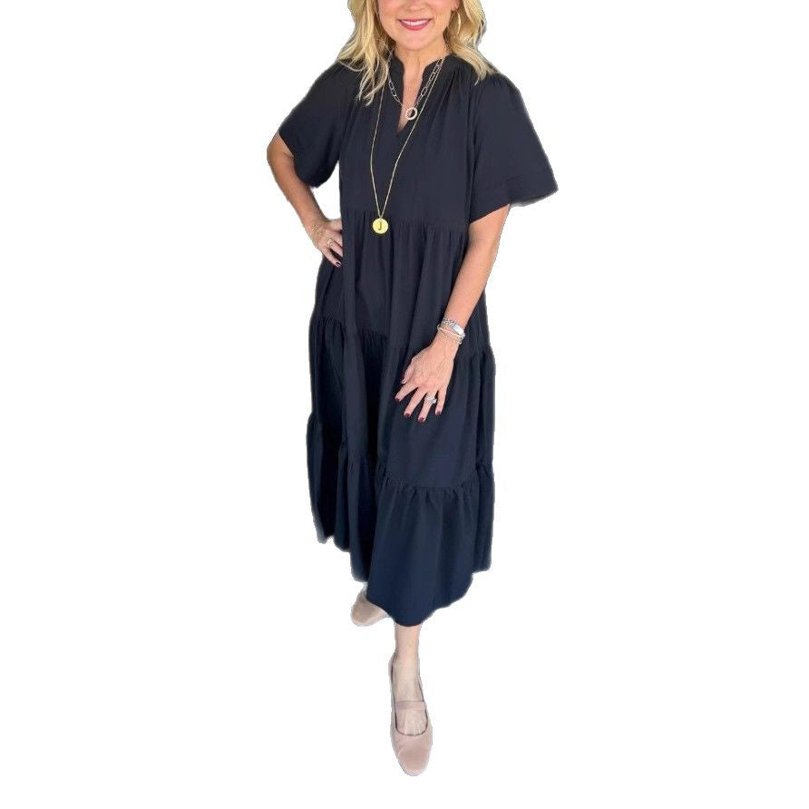 Women's Summer Layered Pocket Mid-length Loose Wear Dress