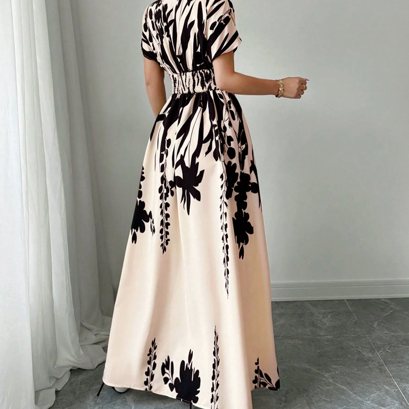 Classic Women's Elegant Printed Irregular Long Dress