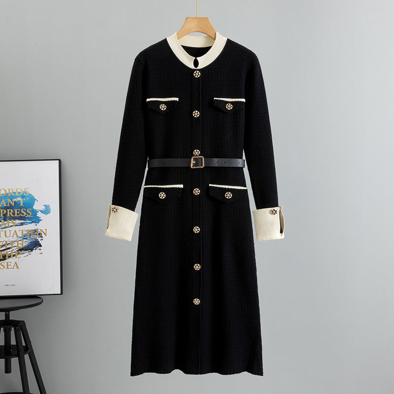 Women's Spring A- Line Bottoming Fashionable Elegant Knitted Dress