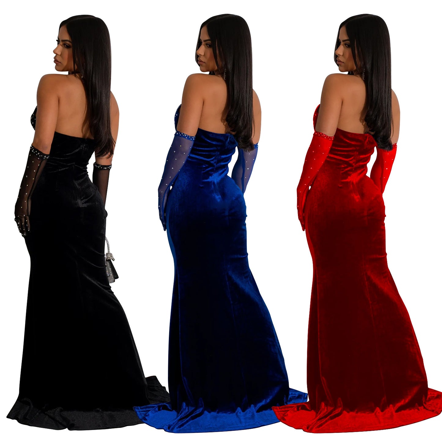 Women's Wear Pure Color Halter Split Sexy Dresses
