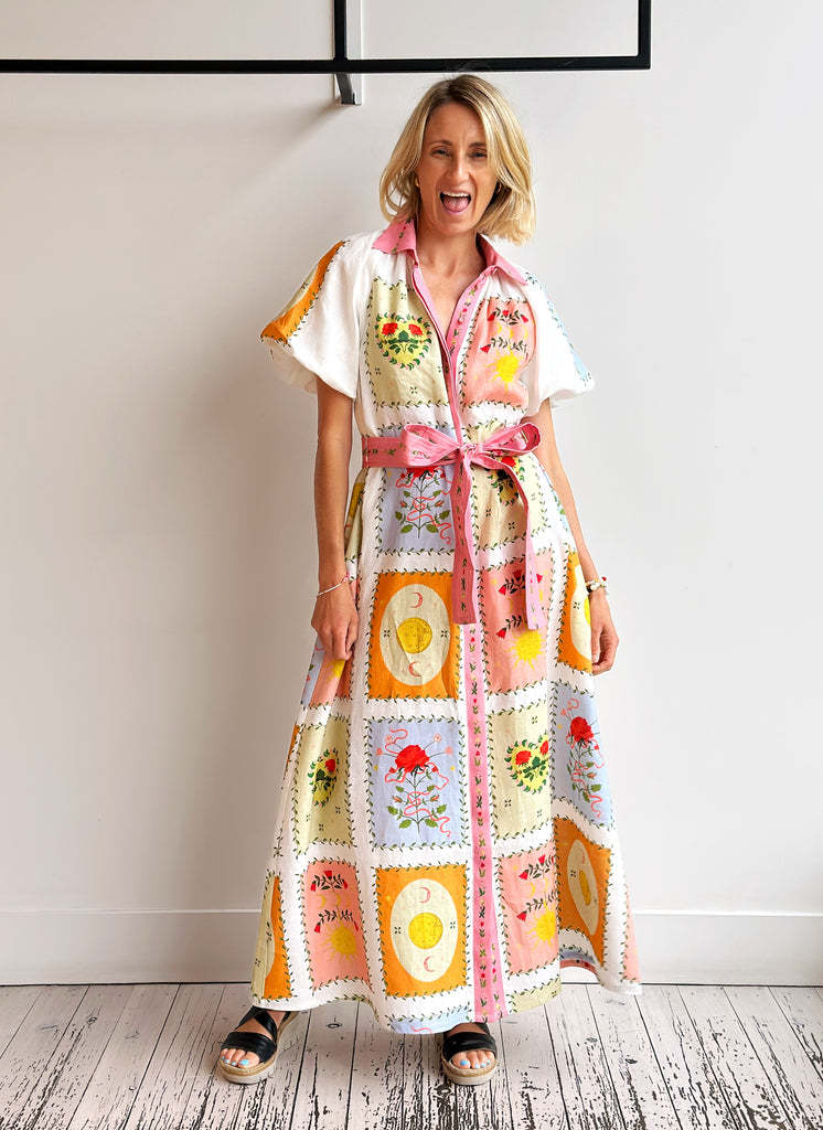 Women's Smiley Linen Loose Large Swing For Dress