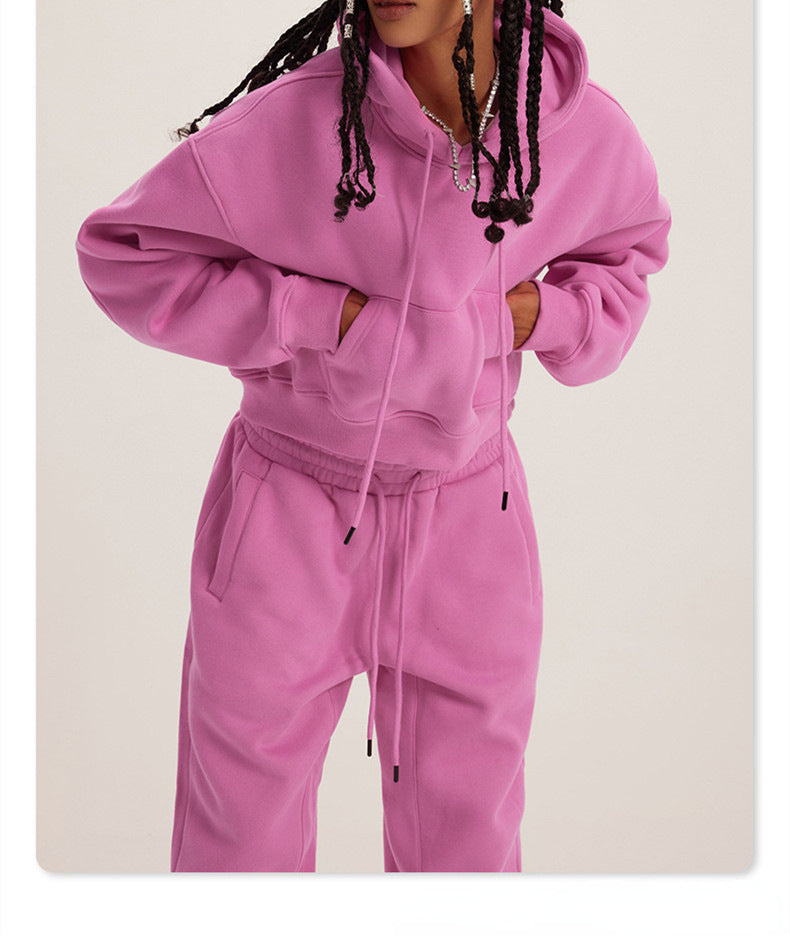 Women's Hooded Long Sleeve Two-piece Set Suits