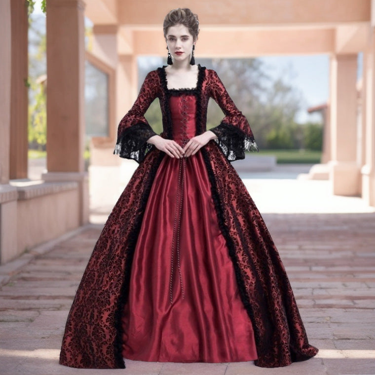 New Printed Court Dress Medieval Victorian Dresses