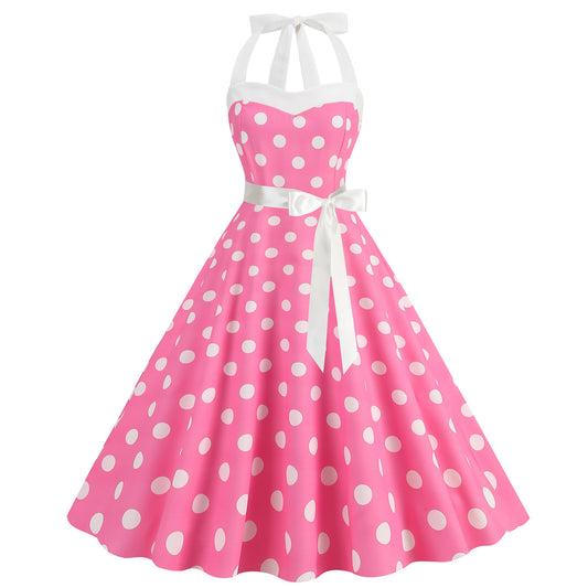 Hepburn Style Polka Dot Print Large Dresses