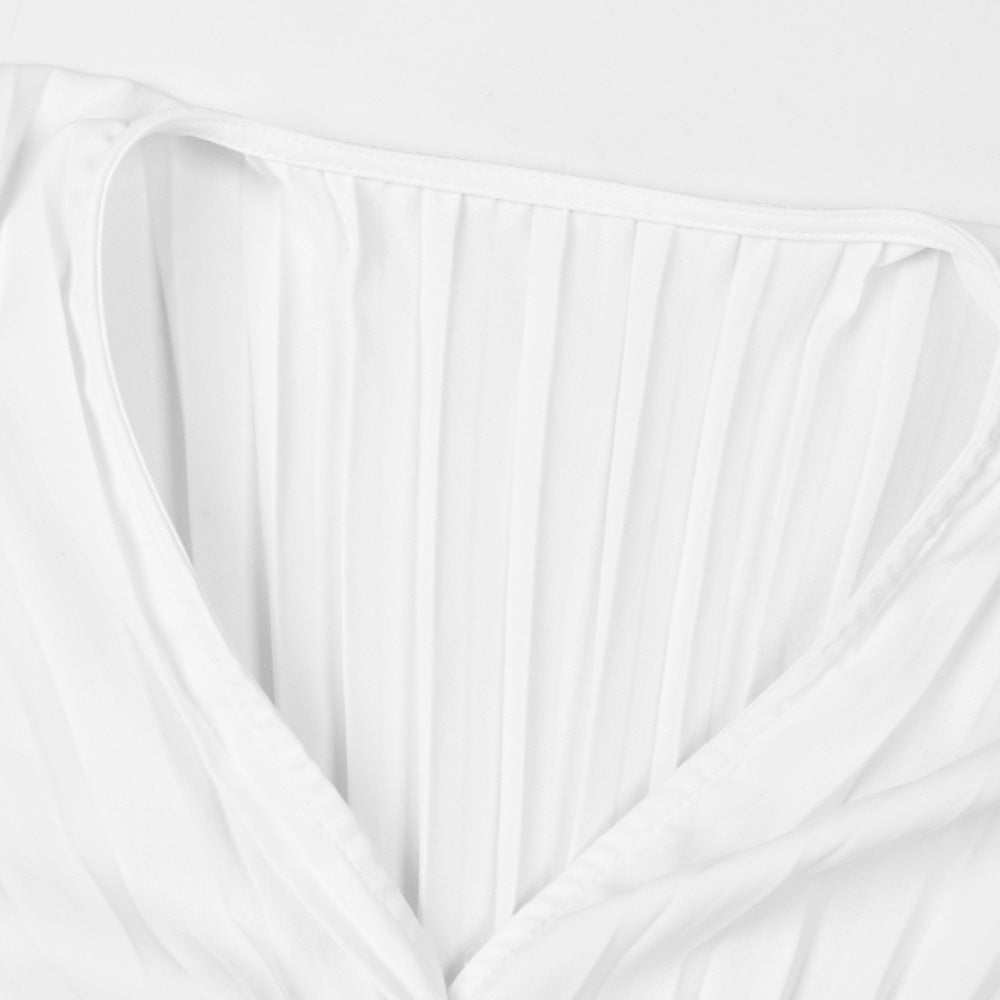 Design Temperament Slimming Autumn Waist Pleated Blouses