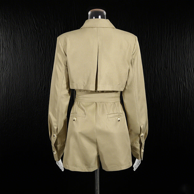 Women's French Style Temperament Elegant Lapel Autumn Jumpsuits