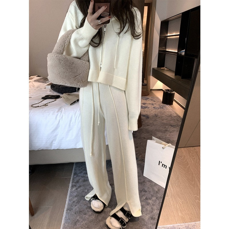 Women's Two-piece Casual Fashion Solid Color Knitted Suits