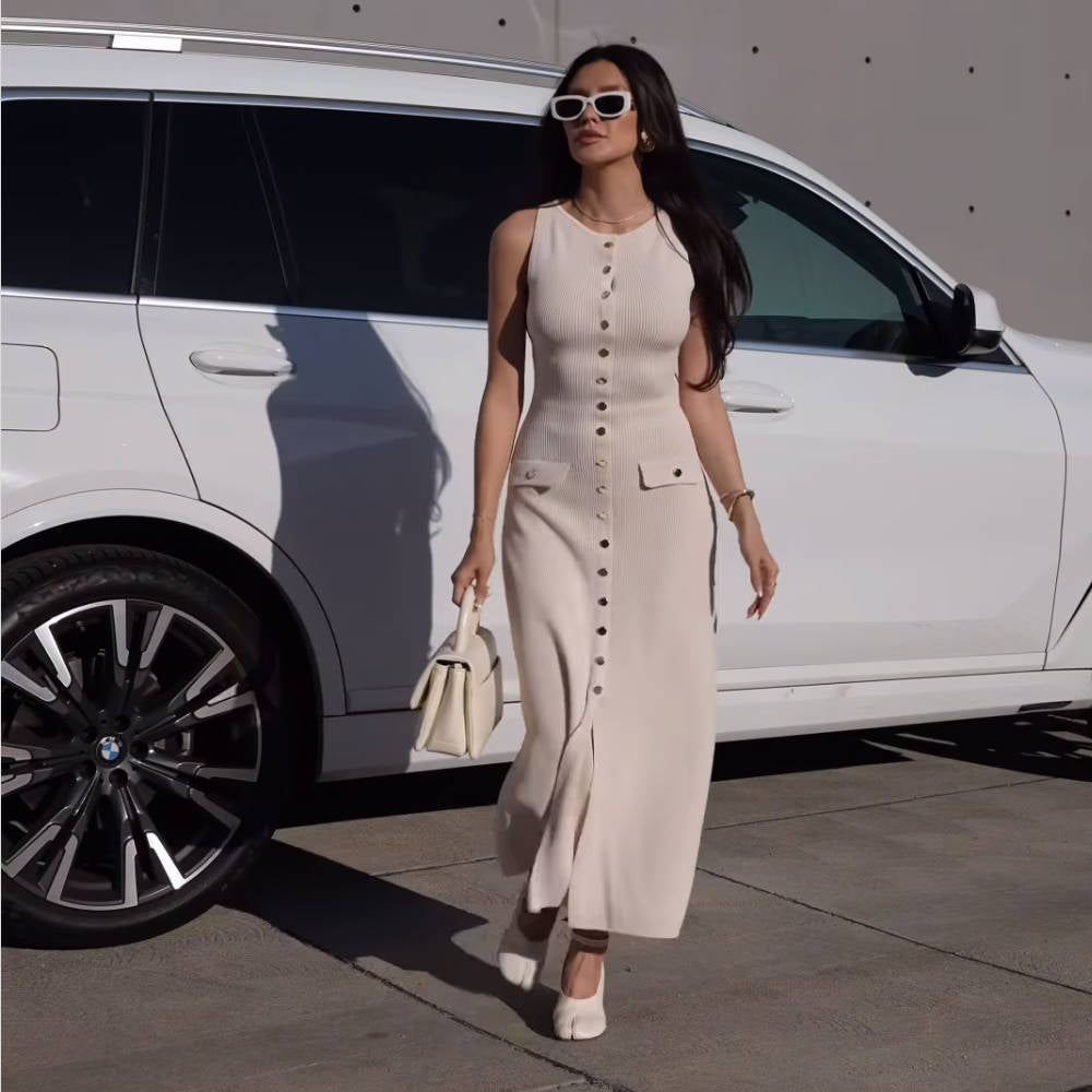 Summer Knitted Dress Fashionable Elegant Sleeveless Dresses