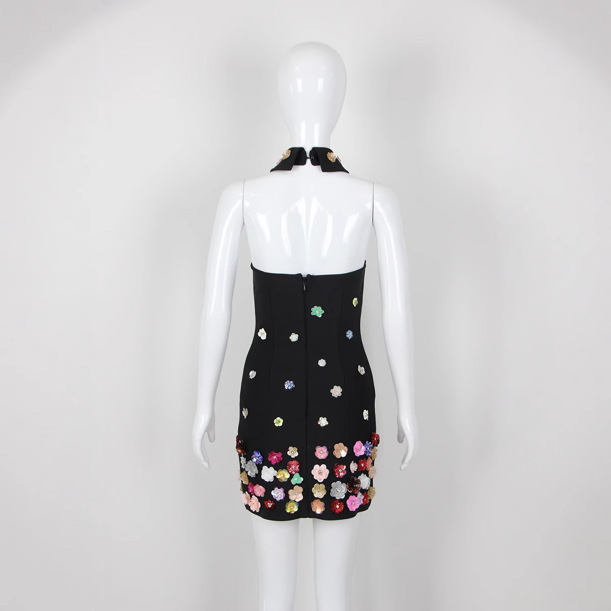 Women's Autumn Fashion Halter Colorful Flower Bandage Dresses