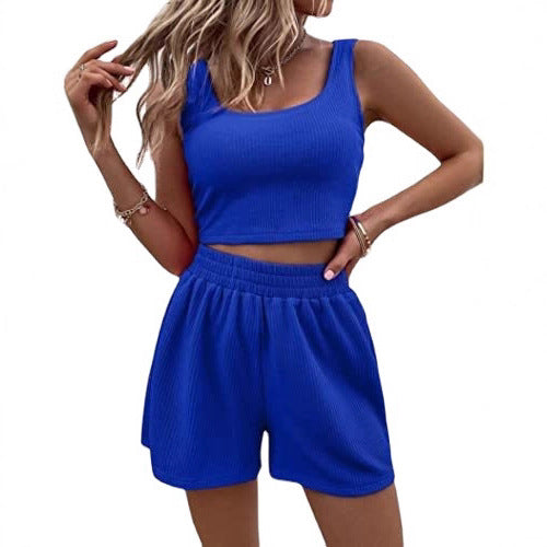 Women's Summer Girly Style Fresh Sweet Knitted Sleeveless Suits
