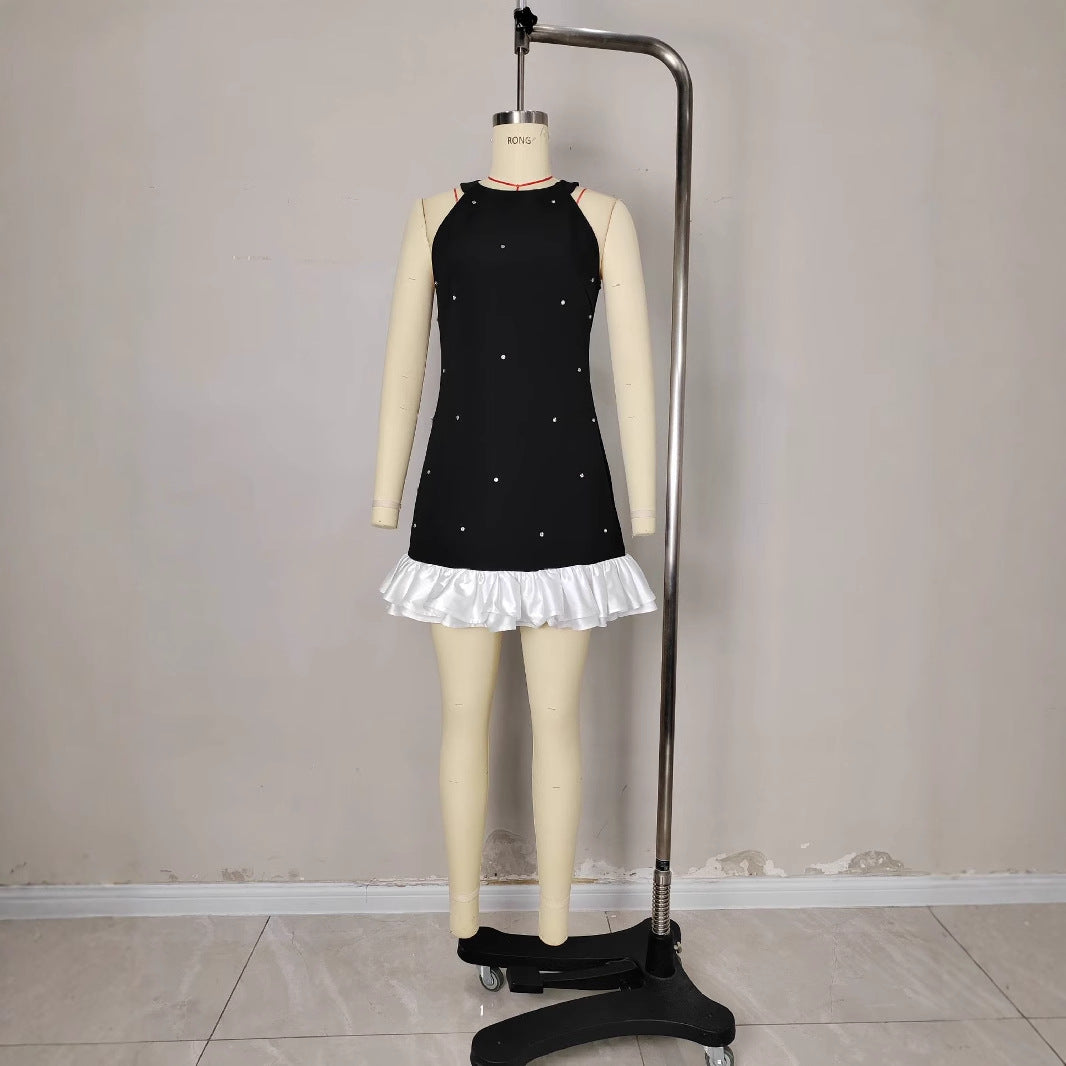 Women's Black Camisole Summer Slimming Starry A- Dresses